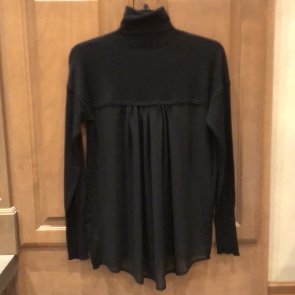 New J Brand 100% merino wool turtleneck back silky semi sheer panel sweater - Picture 4 of 10